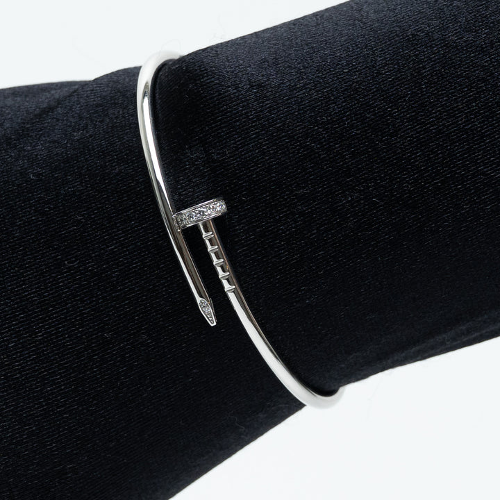 Cartier 18K White Gold & Diamond Small Juste un Clou Bracelet Size 16