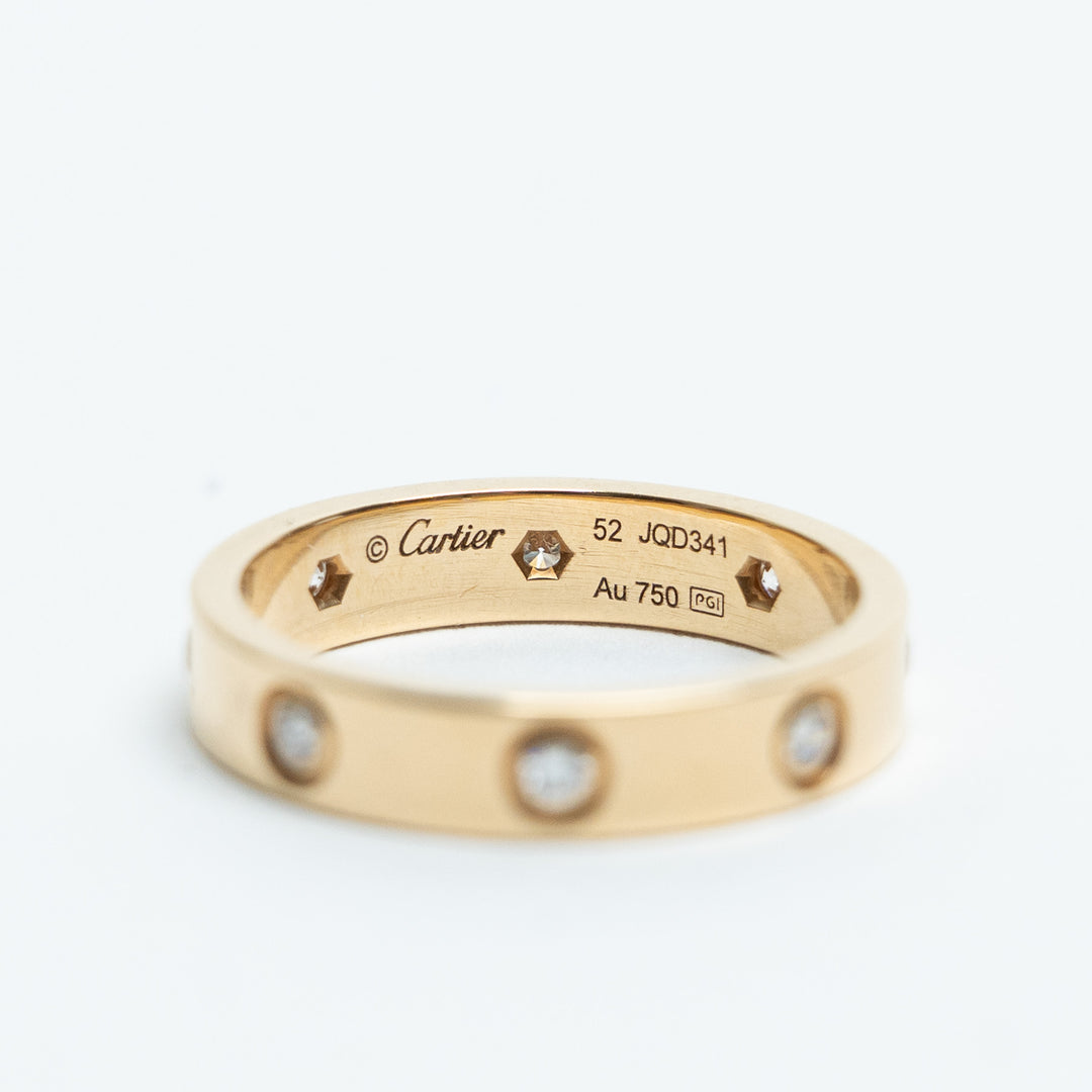 Cartier 18K Yellow Gold Classic Diamond Love Ring Size 52