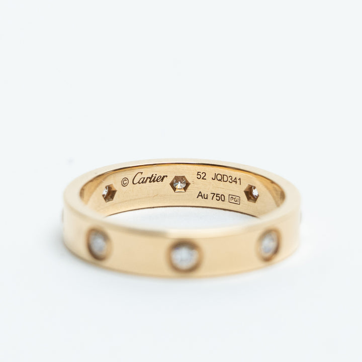 Cartier 18K Yellow Gold Classic Diamond Love Ring Size 52