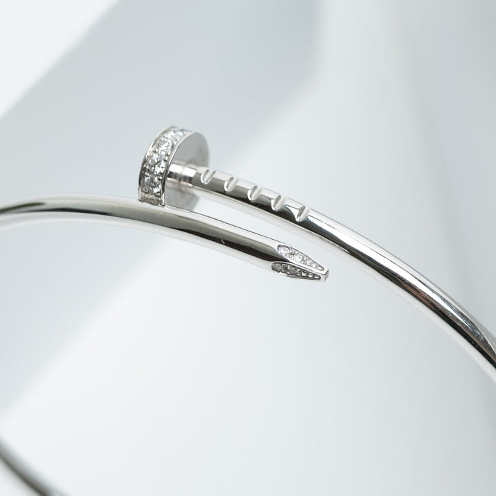 Cartier 18K White Gold & Diamond Small Juste un Clou Bracelet Size 16