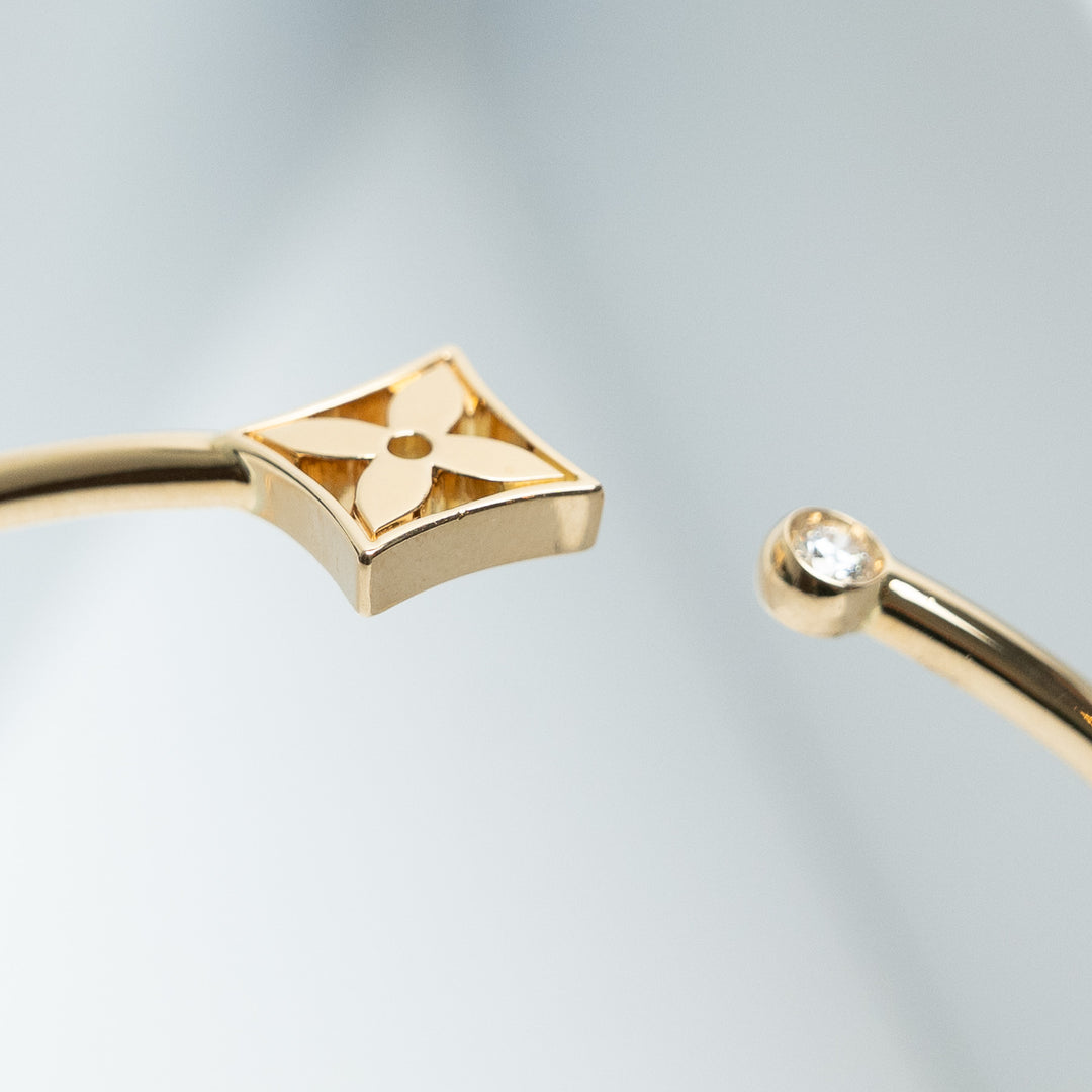 Louis Vuitton 18K Yellow Gold Idylle Blossom Twist Bracelet with Diamond Size 16