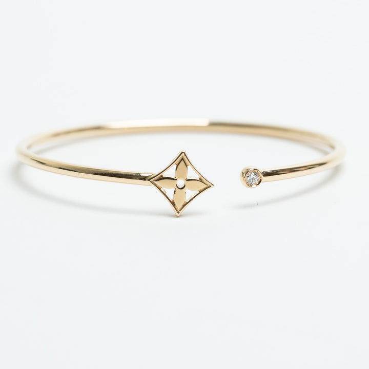 Louis Vuitton 18K Yellow Gold Idylle Blossom Twist Bracelet with Diamond Size 16