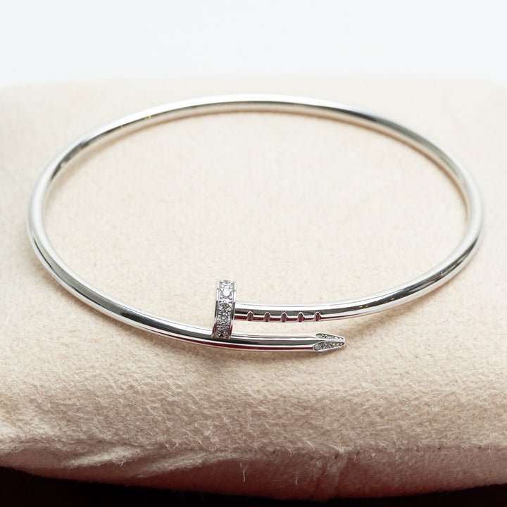 Cartier 18K White Gold & Diamond Small Juste un Clou Bracelet Size 16