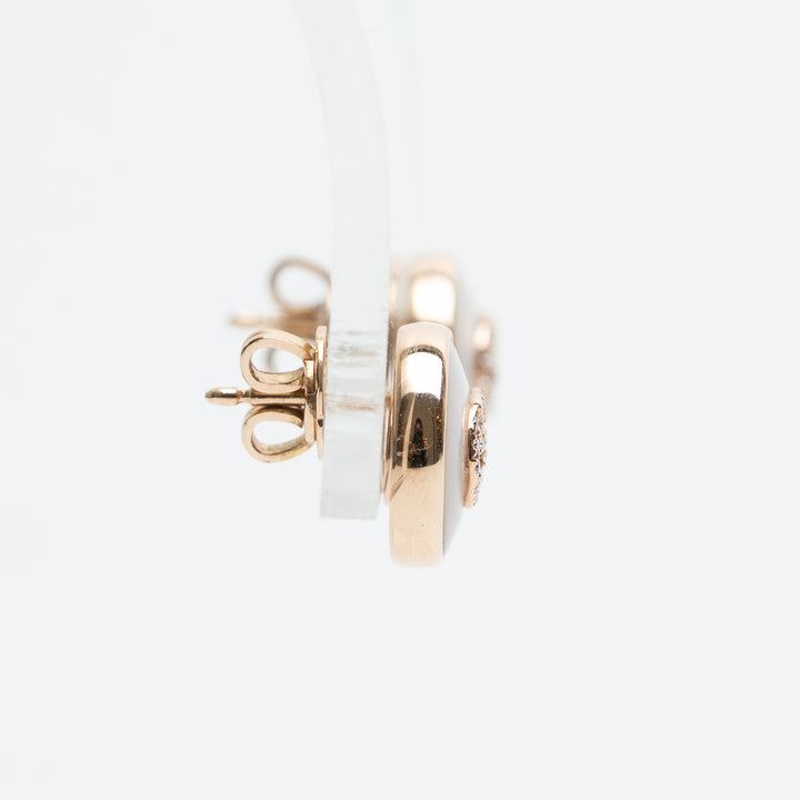 Gucci 18K Rose Gold Mother of Pearl & Diamond Interlocking G Stud Earrings