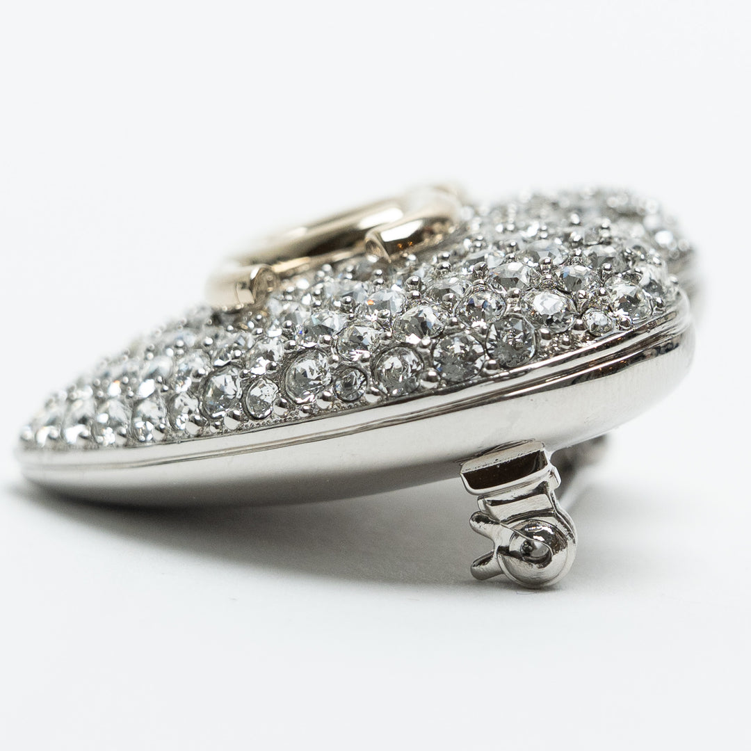 Pre-Loved Chanel™ Silver-Tone Crystal Embellished Heart Brooch