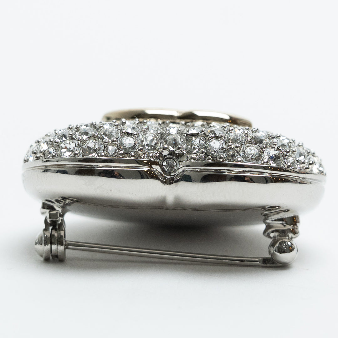 Pre-Loved Chanel™ Silver-Tone Crystal Embellished Heart Brooch