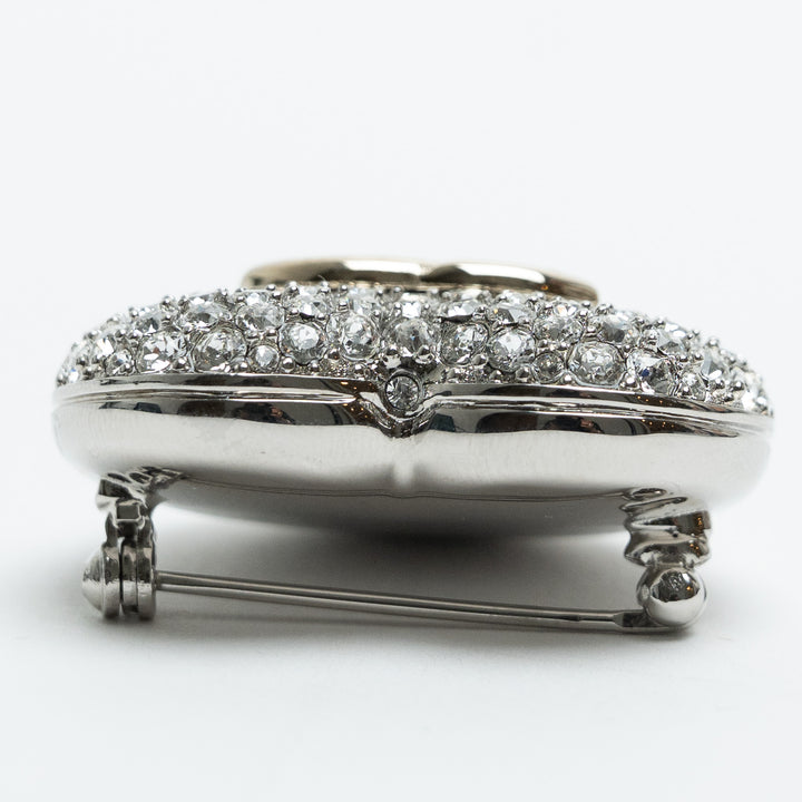 Pre-Loved Chanel™ Silver-Tone Crystal Embellished Heart Brooch