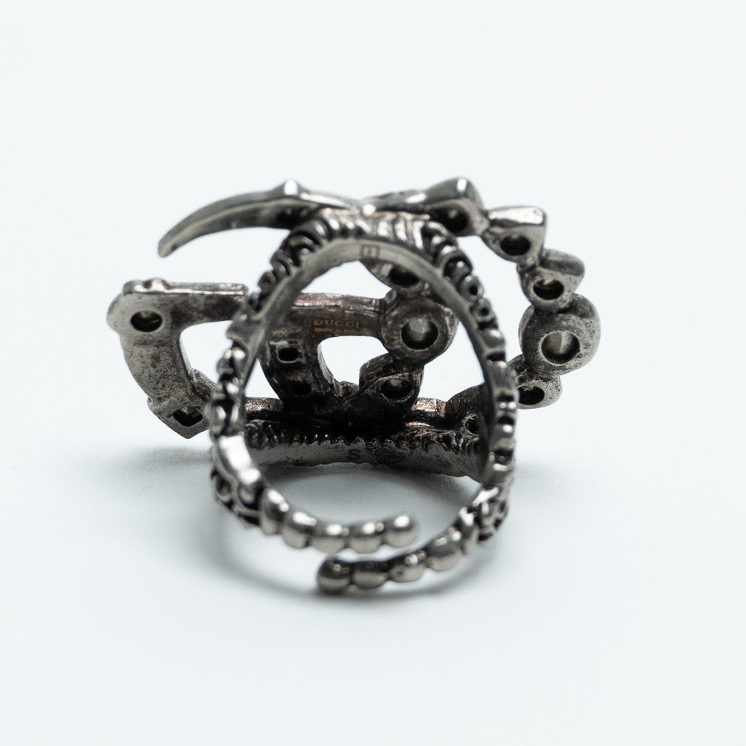 Gucci Marmont Crystal Embellished Oversized Cocktail Ring