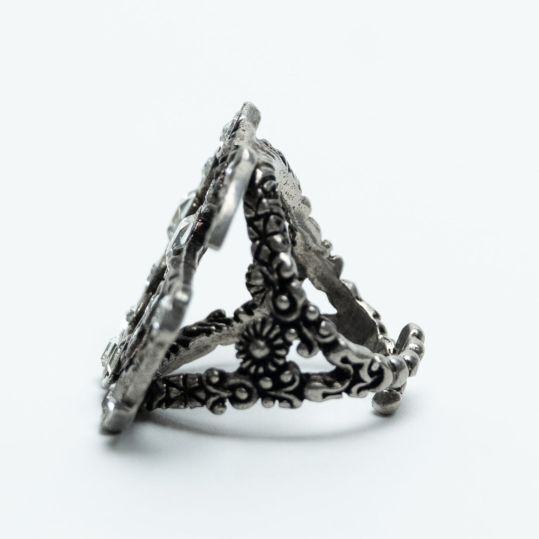 Gucci Marmont Crystal Embellished Oversized Cocktail Ring