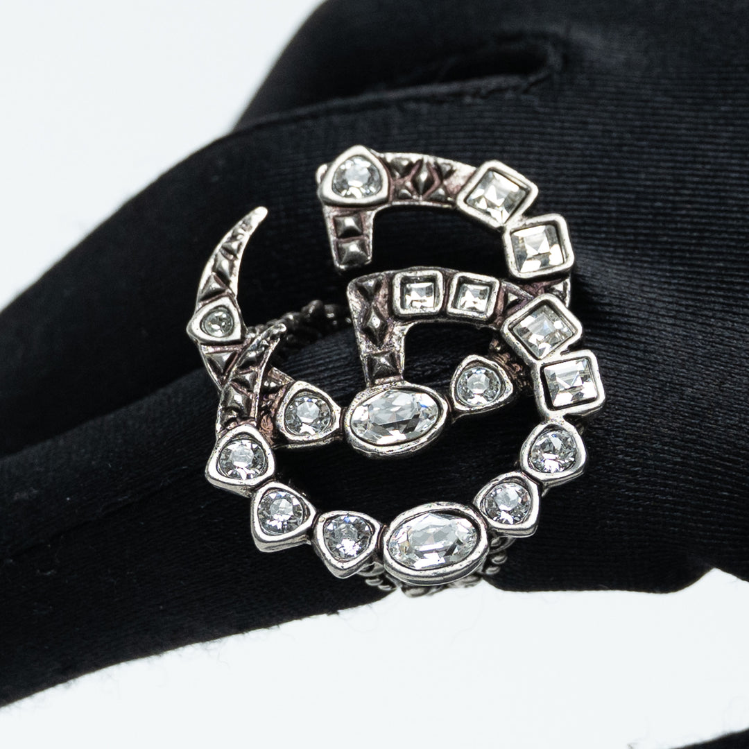 Gucci Marmont Crystal Embellished Oversized Cocktail Ring