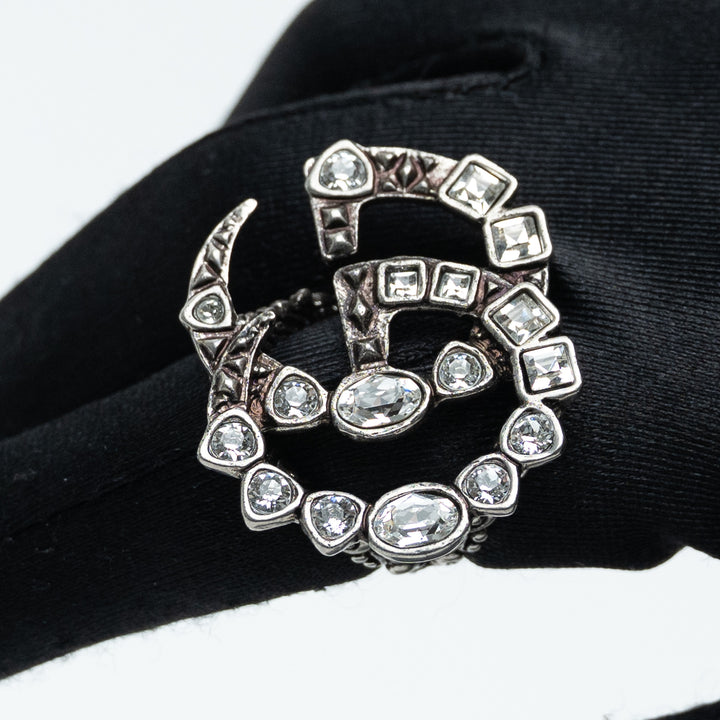 Gucci Marmont Crystal Embellished Oversized Cocktail Ring