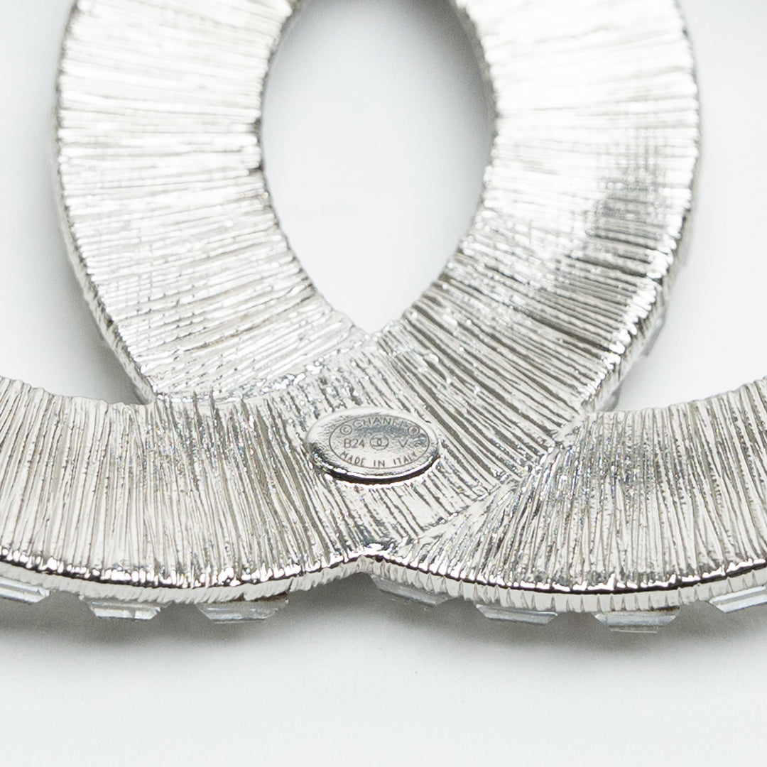 Pre-Loved Chanel™ Silver-Tone CC Crystal Baguette Brooch