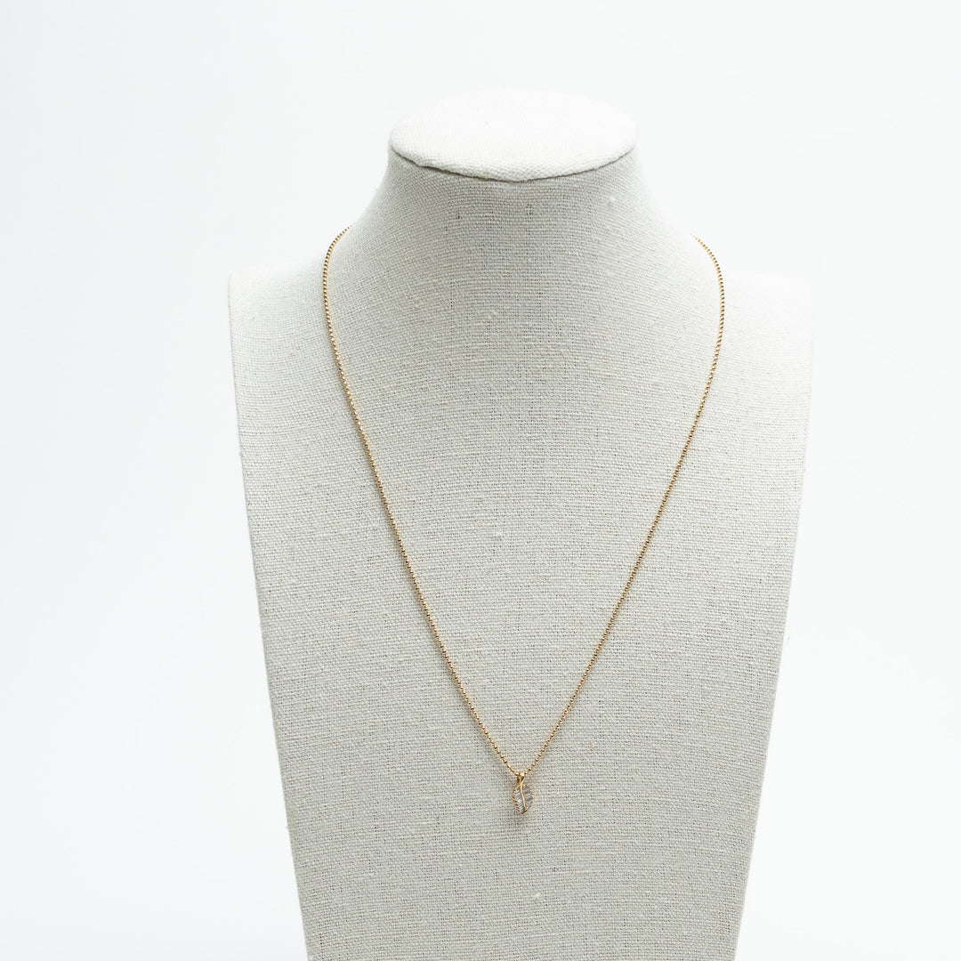Anita Ko 18K Yellow Gold Small Palm Leaf Necklace with Baguette Cut Diamonds