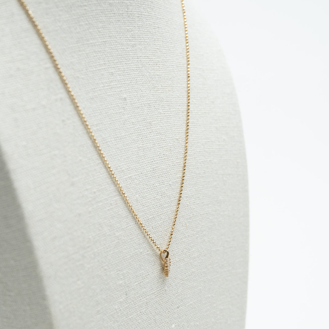 Anita Ko 18K Yellow Gold Small Palm Leaf Necklace with Baguette Cut Diamonds
