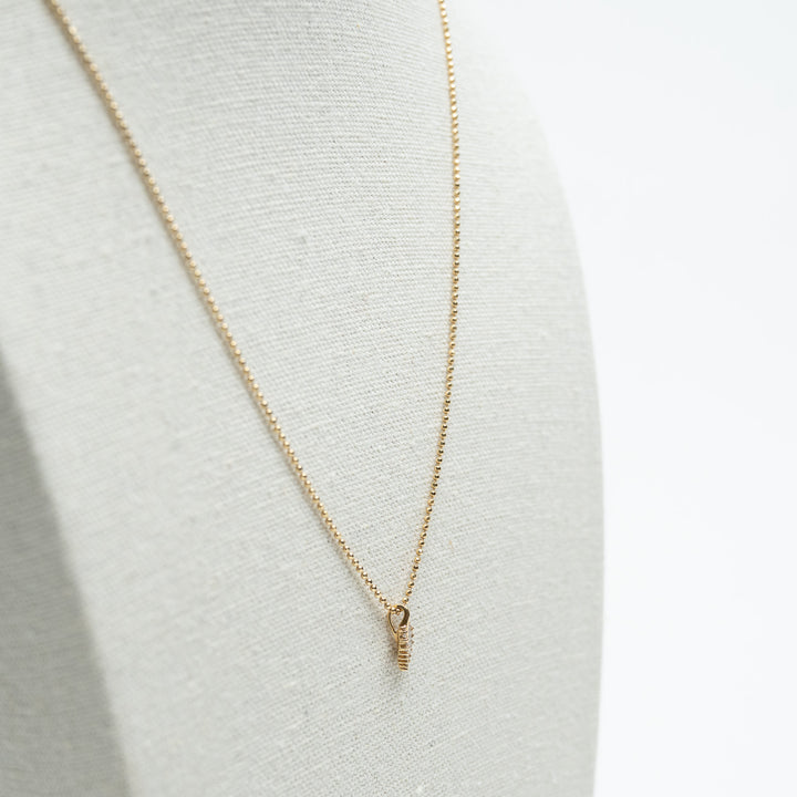 Anita Ko 18K Yellow Gold Small Palm Leaf Necklace with Baguette Cut Diamonds