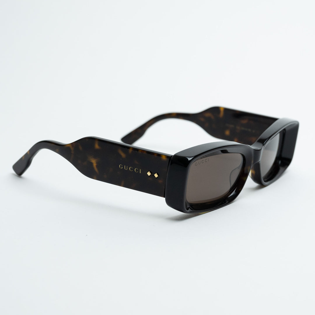 Gucci Dark Tortoise Narrow Rectangle Frame Sunglasses