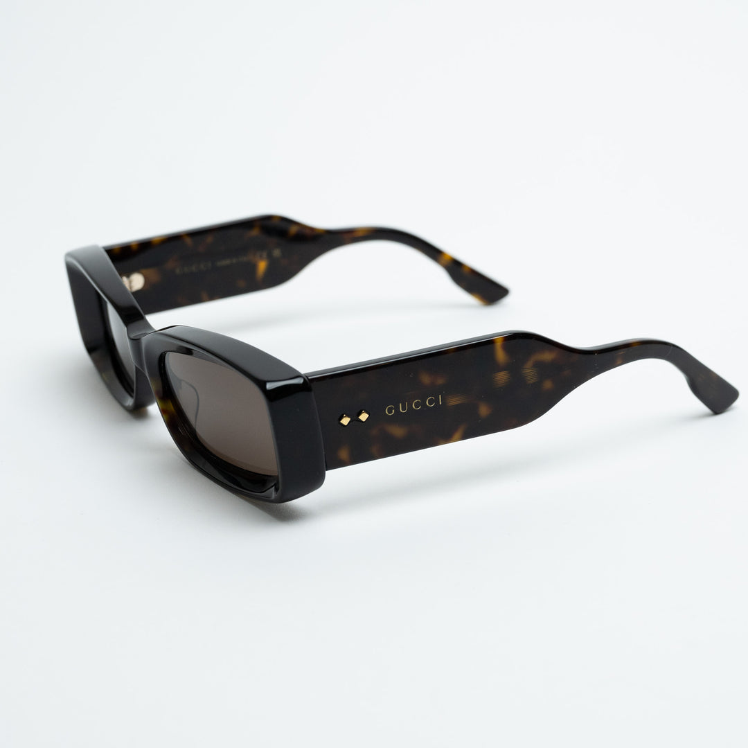 Gucci Dark Tortoise Narrow Rectangle Frame Sunglasses