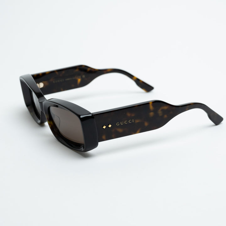 Gucci Dark Tortoise Narrow Rectangle Frame Sunglasses