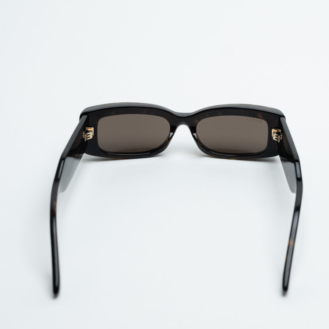 Gucci Dark Tortoise Narrow Rectangle Frame Sunglasses