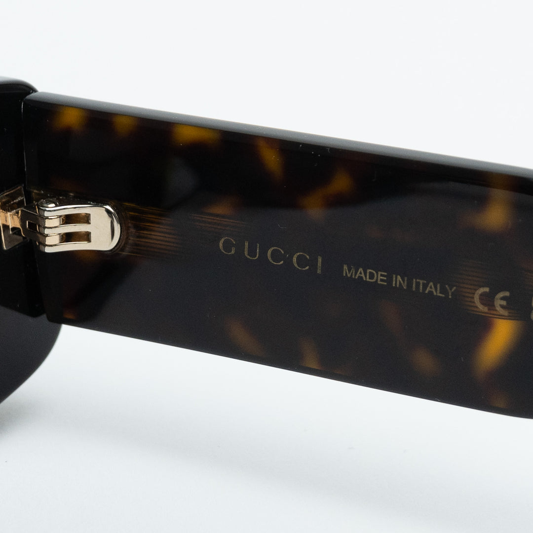 Gucci Dark Tortoise Narrow Rectangle Frame Sunglasses