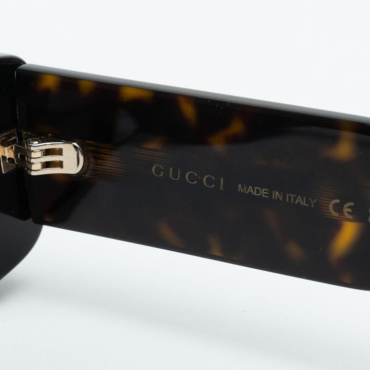 Gucci Dark Tortoise Narrow Rectangle Frame Sunglasses