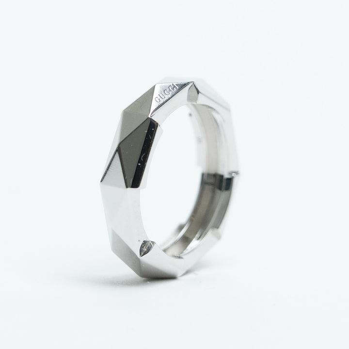Gucci 18K White Gold Link To Love Ring Size 10