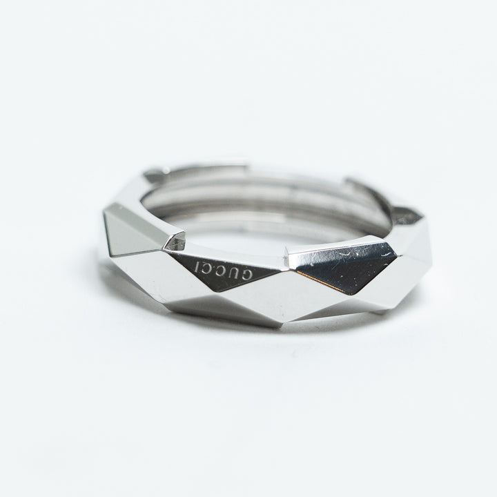 Gucci 18K White Gold Link To Love Ring Size 10