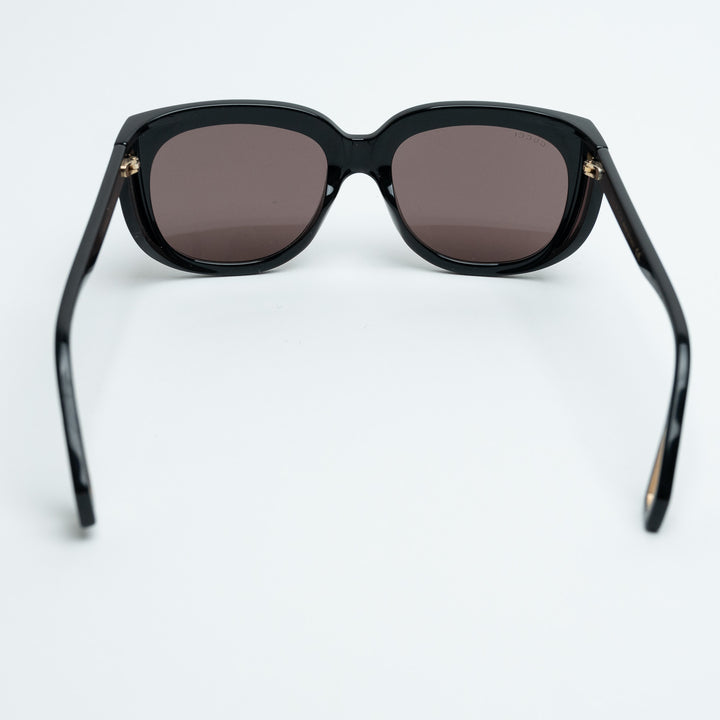 Gucci Black Round Frame Sunglasses with Gold Logo & Cutout