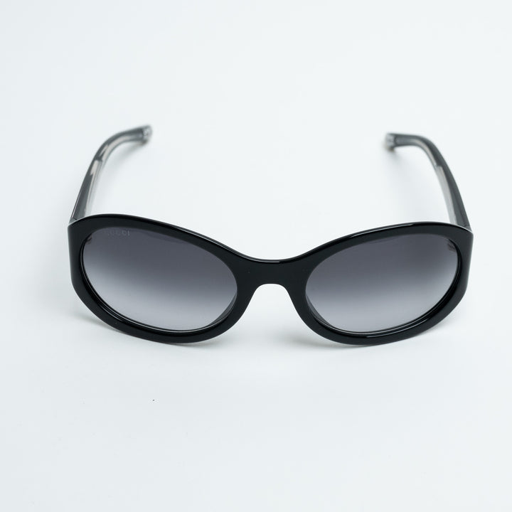 Gucci Black Oval Frame Sunglasses with Grey Lenses