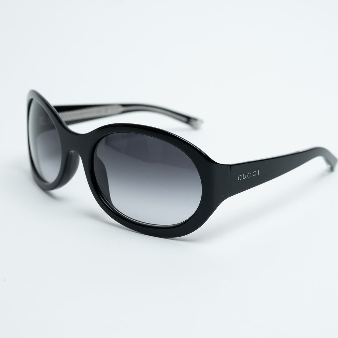 Gucci Black Oval Frame Sunglasses with Grey Lenses