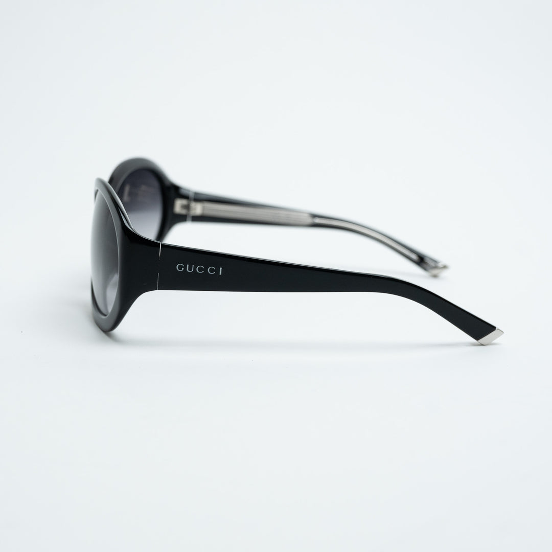 Gucci Black Oval Frame Sunglasses with Grey Lenses