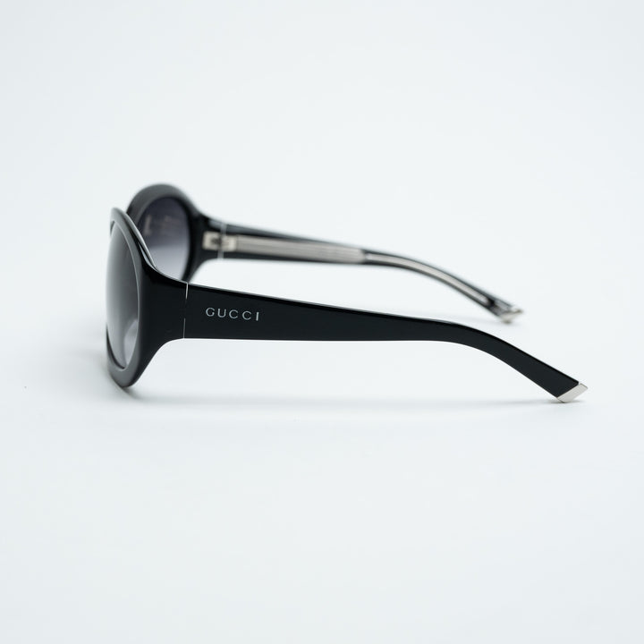 Gucci Black Oval Frame Sunglasses with Grey Lenses