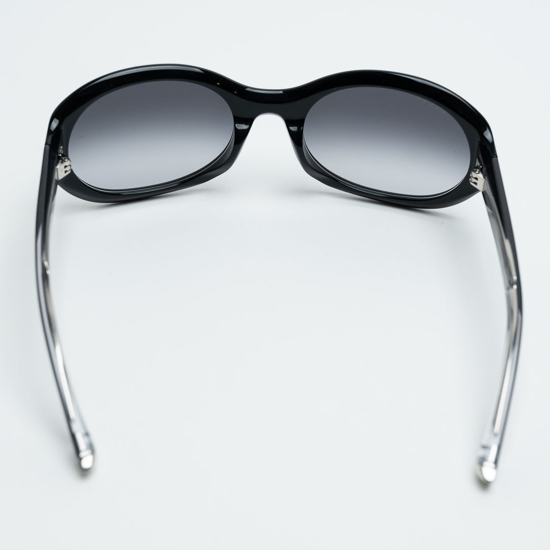 Gucci Black Oval Frame Sunglasses with Grey Lenses