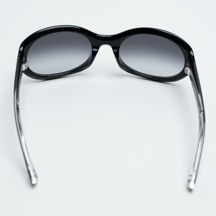 Gucci Black Oval Frame Sunglasses with Grey Lenses