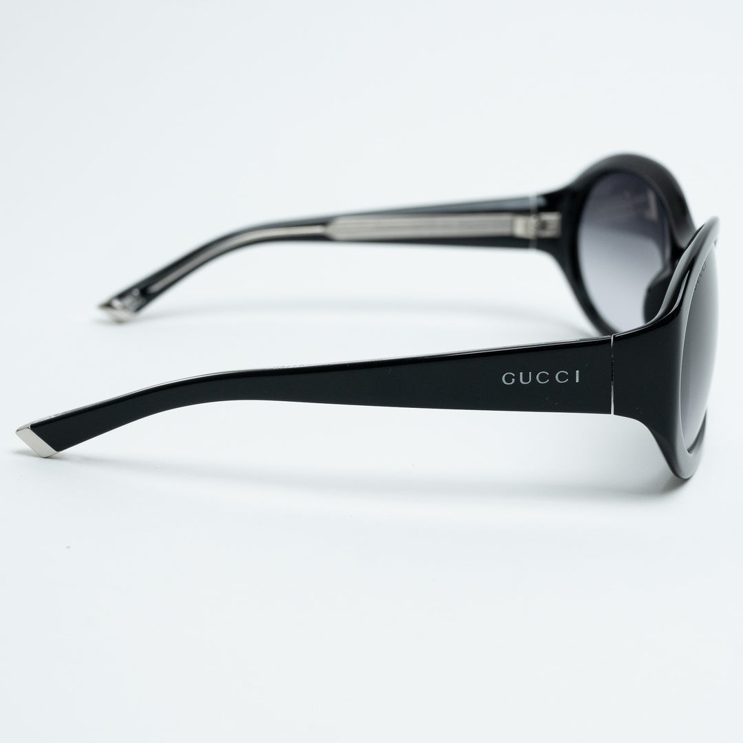 Gucci Black Oval Frame Sunglasses with Grey Lenses