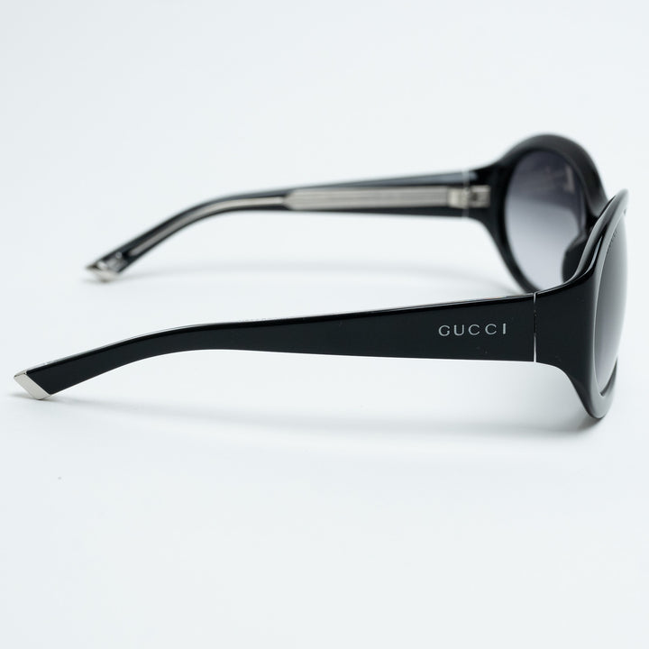 Gucci Black Oval Frame Sunglasses with Grey Lenses