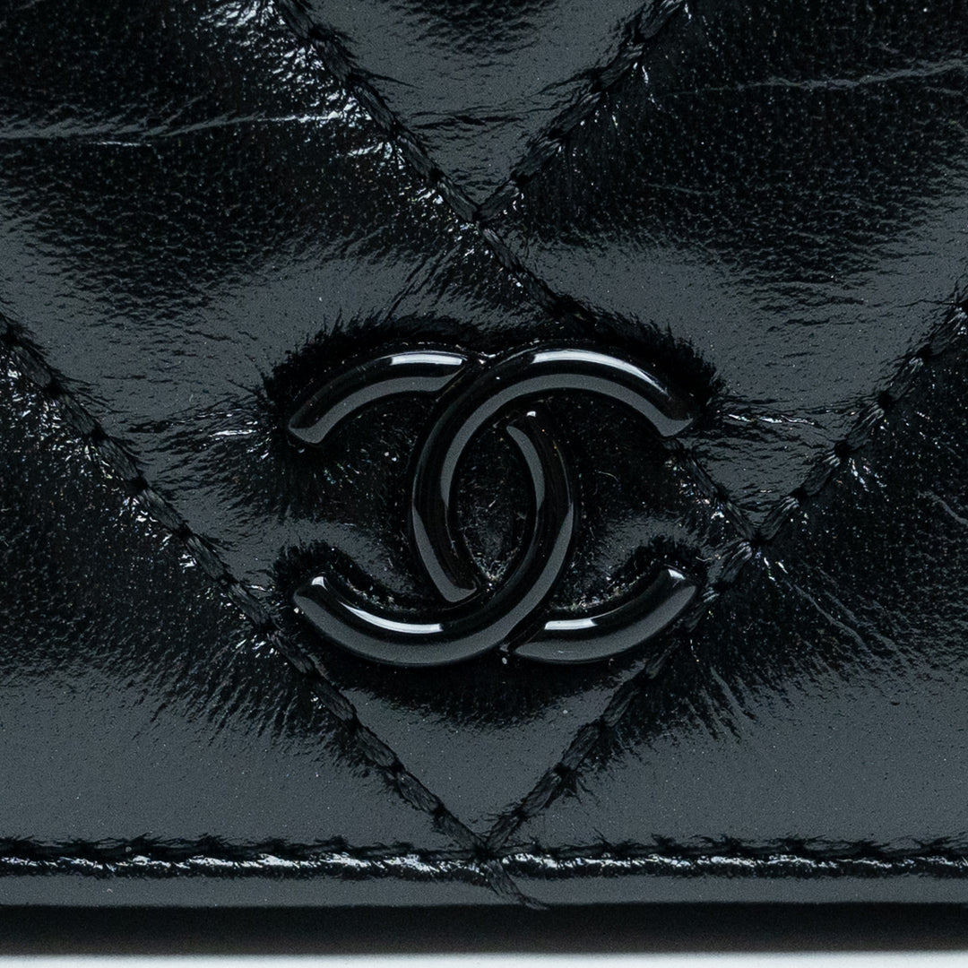 Pre-Loved Chanel™ Black Quilted Aged Lambskin Leather Wallet-On-Chain