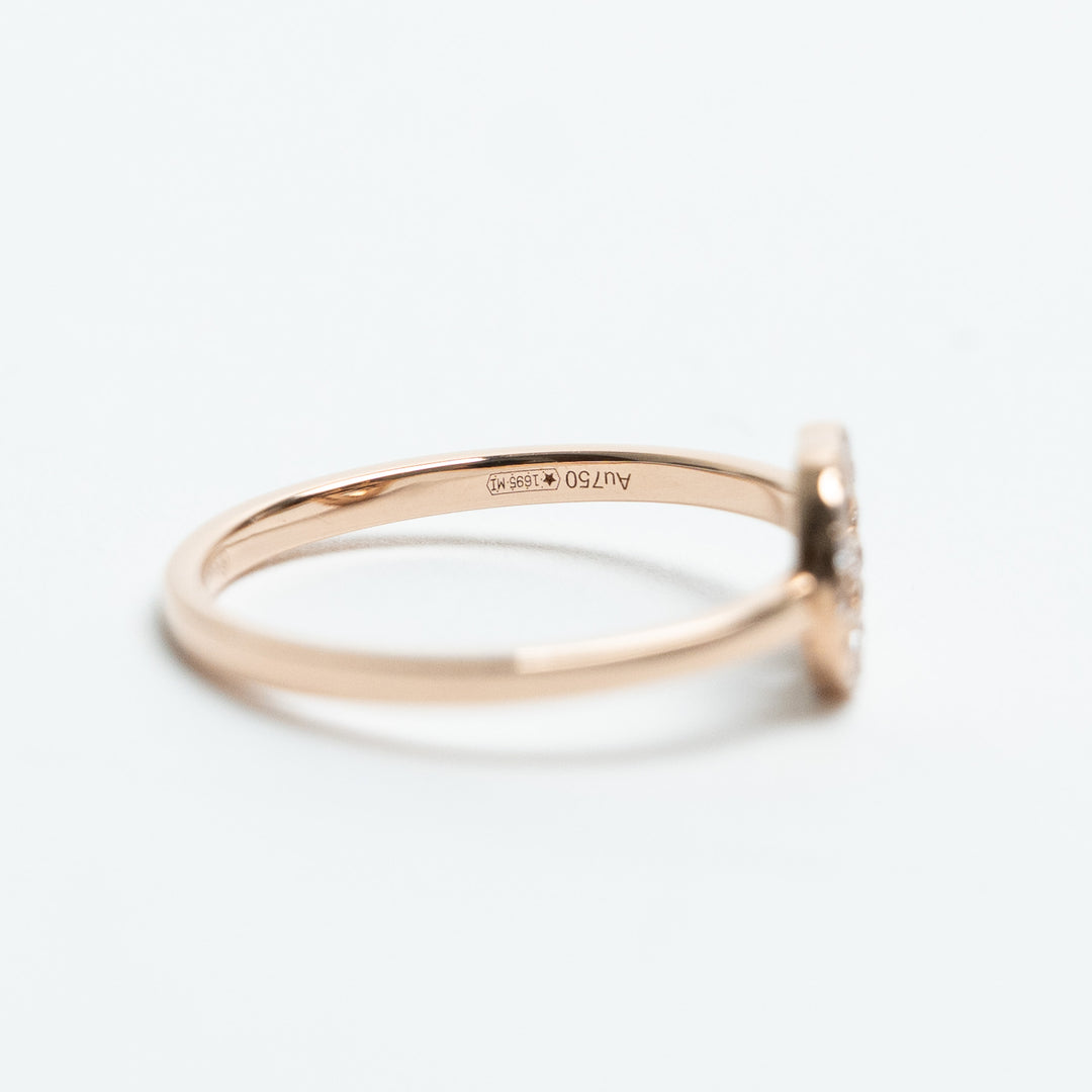 Gucci 18K Rose Gold and Diamond Pavé GG Running Ring Size 13 (6.5 US)