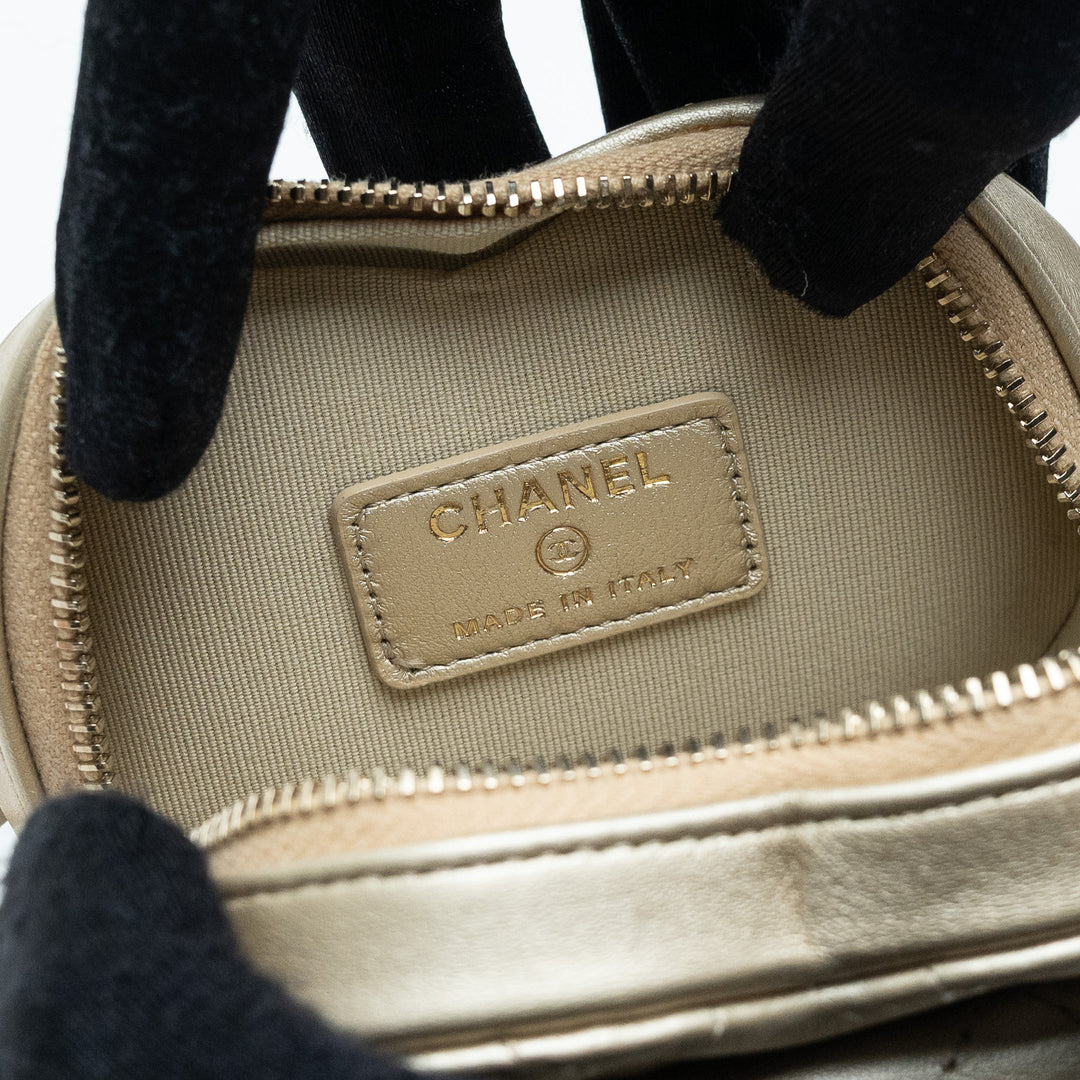 Pre-Loved Chanel™ Metallic Gold Quilted Lambskin CC Heart-Shaped Bag
