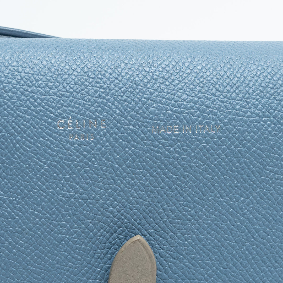 Celine Sky Blue Grained Calfskin Clutch Crossbody Bag