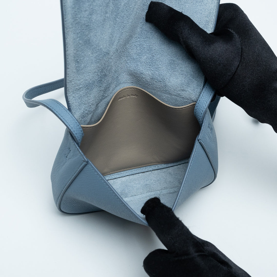Celine Sky Blue Grained Calfskin Clutch Crossbody Bag