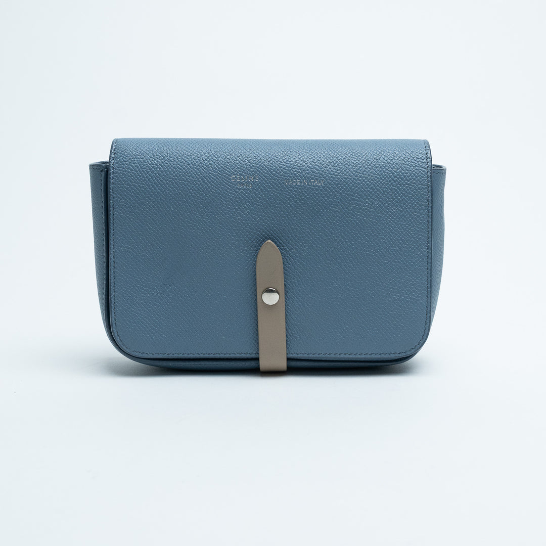 Celine Sky Blue Grained Calfskin Clutch Crossbody Bag