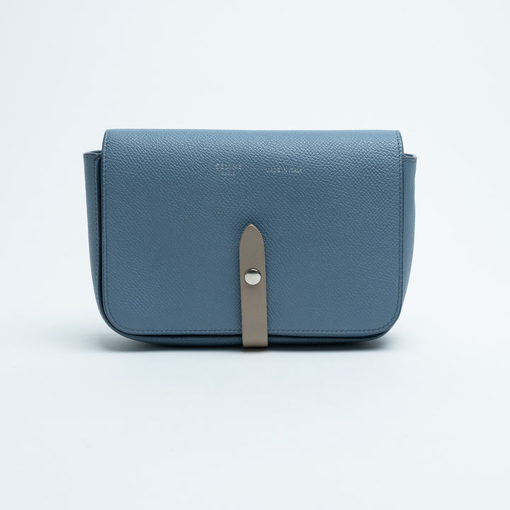 Celine Sky Blue Grained Calfskin Clutch Crossbody Bag