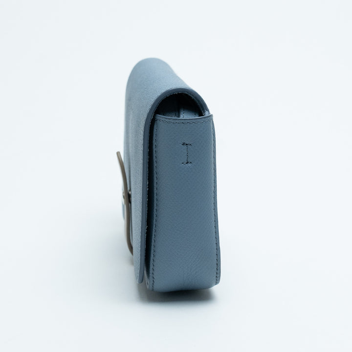 Celine Sky Blue Grained Calfskin Clutch Crossbody Bag