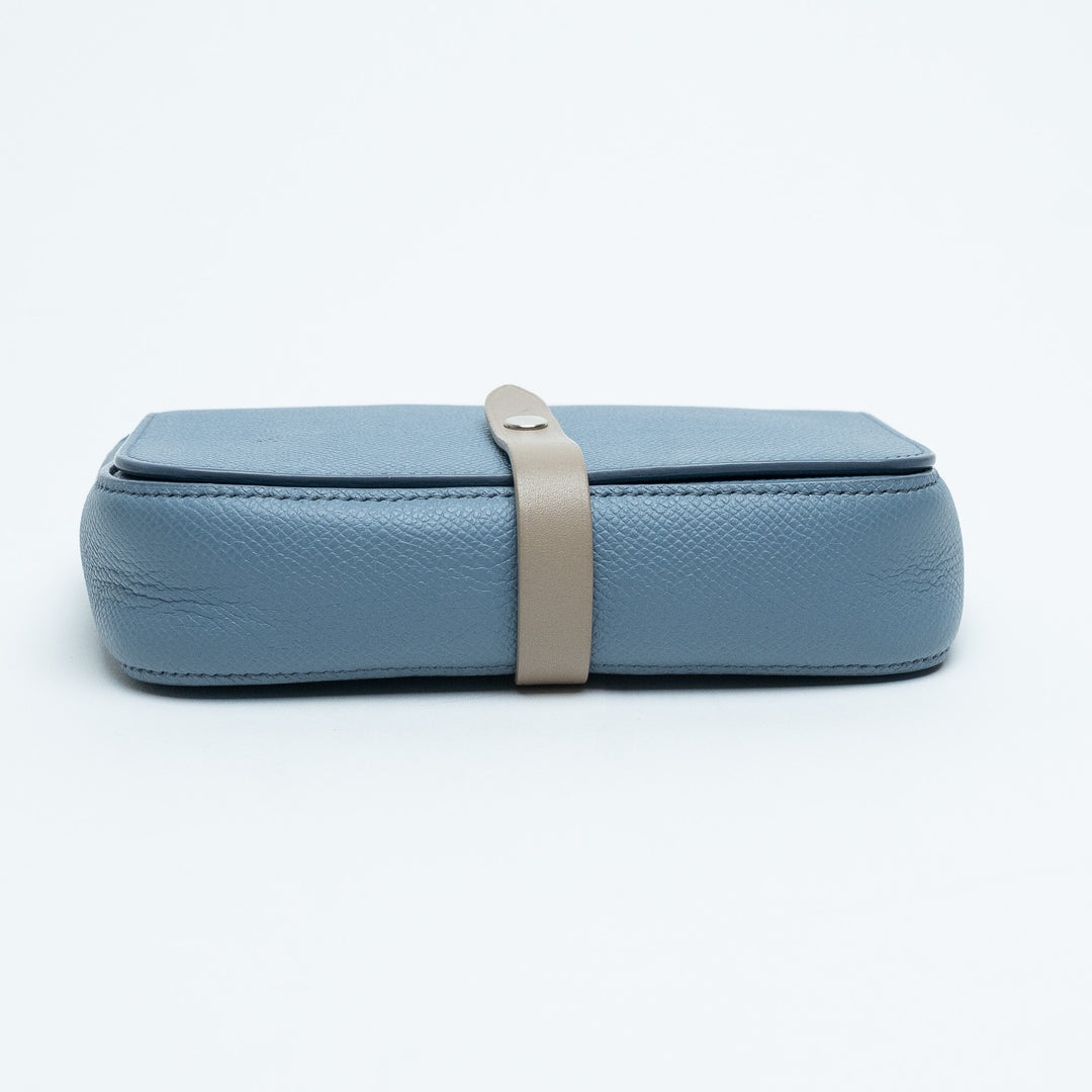 Celine Sky Blue Grained Calfskin Clutch Crossbody Bag