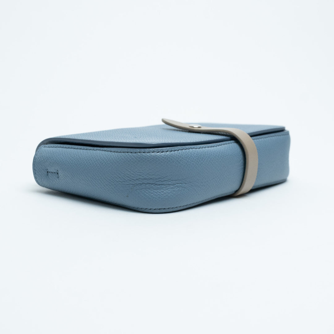 Celine Sky Blue Grained Calfskin Clutch Crossbody Bag