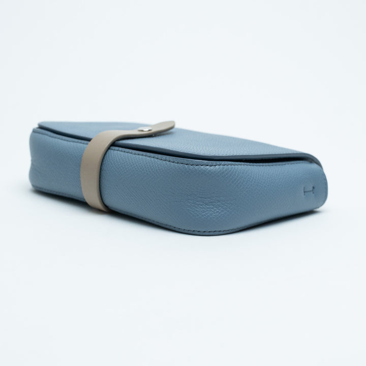 Celine Sky Blue Grained Calfskin Clutch Crossbody Bag