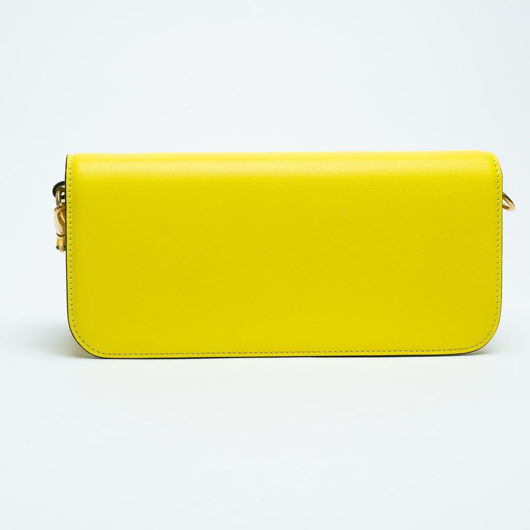 Valentino Lemon Yellow Calf Leather Loco East West Large Shoulder Bag