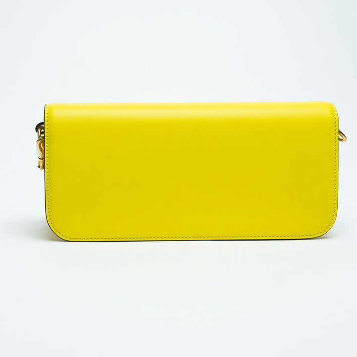 Valentino Lemon Yellow Calf Leather Loco East West Large Shoulder Bag