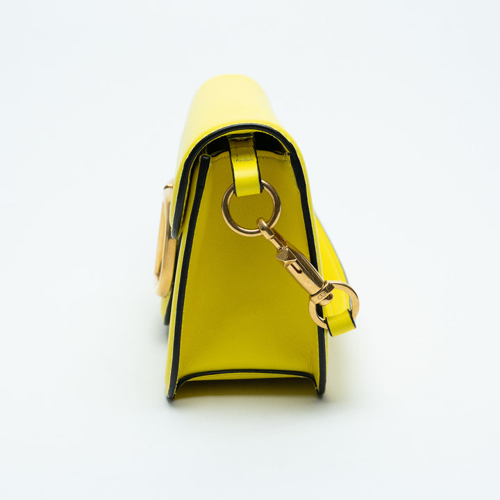 Valentino Lemon Yellow Calf Leather Loco East West Large Shoulder Bag